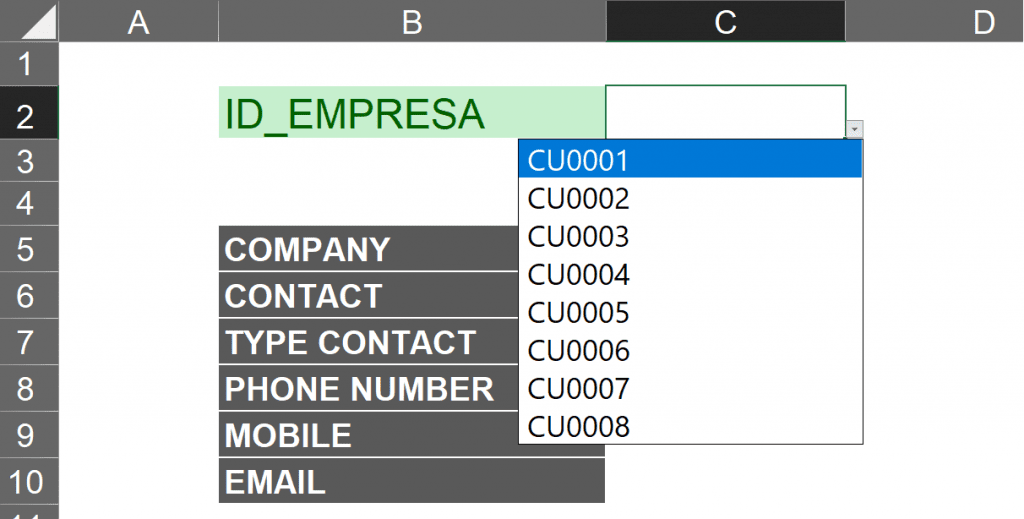 validación de datos resultado